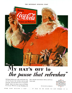 Une publicité de Coca-Cola avec le père Noël en 1931