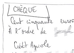 Il est possible de faire un chèque sur papier libre